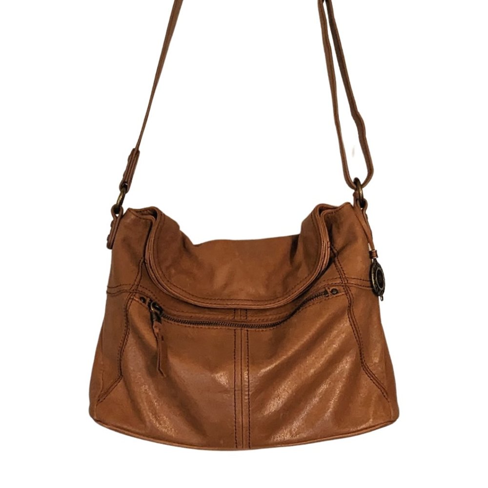 THE SAK Tan Leather Crossbody Foldover Bag